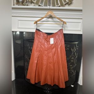 Burnt Red Faux Leather Trumpet Skirt by Eloquii